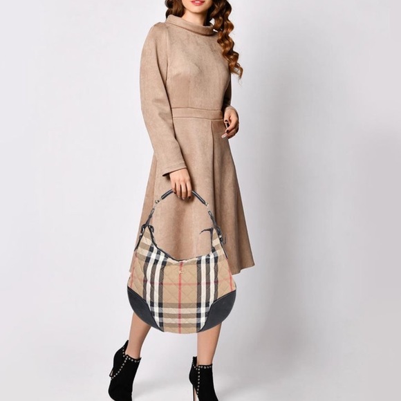 Burberry Beige/Black House Check Canvas and Leather Hoxton Hobo - Picture 3 of 14